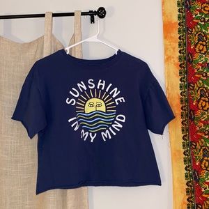 “Modern Lux” Sunshine In My Mind | Cropped T-shirt | Blue | Women's Size Medium